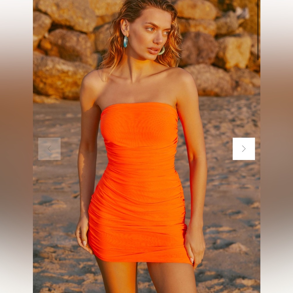Anthropologie Coral Tube Top Mini Dress